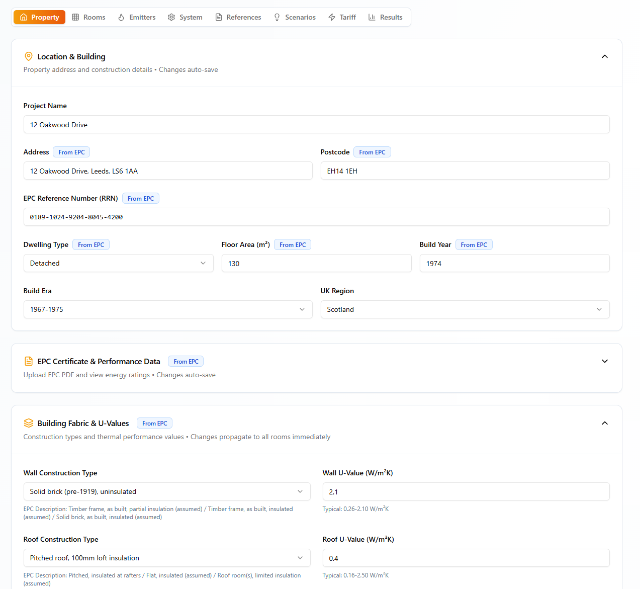 HeatLens property details and EPC integration module